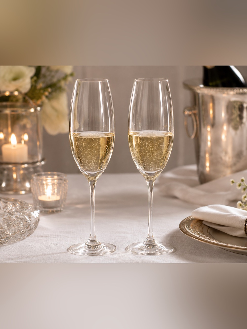Vintage Schott Zwiesel Champagne Flutes Set of 2 German Crystal Stemware EUC